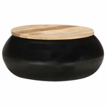 Solid Mango Wood Coffee Table Black 26.8''x26.8''x11.8''
