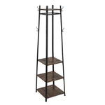 Lusimo Coat Rack Clothes With 4 Tier Storage Shelves Hanger Wooden Living Room Home