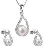 Evolution Group Luxusní stříbrná souprava s pravými perlami Pavona 29027.1 (náušnice, řetízek, přívěsek)
