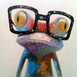 Miico Hand Painted Oil Paintings Animal Modern Art Happy Frog With Glasses On Canvas Wall Art For Home Decoration 30x30c
