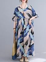 O-Neck Floral Loose Geometric Printed Casual Summer Dress For Women