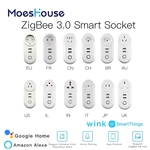 MoesHouse ZigBee3.0 Smart Socket Plug with 2 USB Interface Remote Voice Control Work with SmartThings Wink and Most ZB H