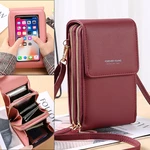 Women 6.5 Inch Touch Screen Bag RFID Clutch Bag Card Bag Large Capacity Multi-Pocket Crossbody Phone Bag
