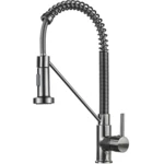 Kitchen Sink Faucet Solid Brass Single Handle Single Lever Pull Down Sprayer Spring Spout Mixer Tap Two Water Modes