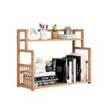 Bamboo Desktop Bookshelf Two Layers Version Student Book Stationery Storage Stand Home Office Accessories Storage Decora