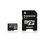 Pamäťová karta Transcend MicroSDHC 4GB Class4 + adapter (TS4GUSDHC4) čierna pamäťová karta • kapacita: 4 GB • rýchlosť čítania: 4 MB/s. • rýchlosť záp