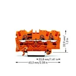 Průchodková svorka WAGO 2004-1302, pružinová svorka, 6.20 mm, oranžová, 50 ks