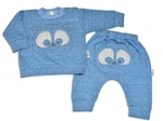 Tepláková souprava Baby Nellys - Medvídek - modrý melír, vel. 86 (12-18m)