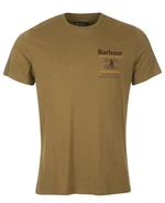 Barbour Ľahké bavlnené tričko Barbour Reed Tee - Mid Olive - S