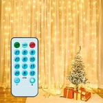 3X3M300 GYTF Curtain Lights with Sound Activated USB Powered LED Fairy Christmas Lights with Remote Sync-to-Music Settin