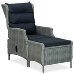 Reclining Garden Chair with Footstool Poly Rattan Light Gray