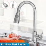 Kitchen Faucet with Pull Down Sprayer Head Two Water Spray Mode Stainless Steel Mixer Tap