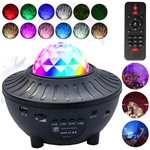 LED Starry Projector Lamp Galaxy Star Ocean Wave Music Lamp Remote Control Night Light