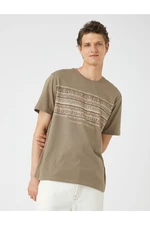 Koton Basic T-Shirt. Crew Neck Ethnic Printed Short Sleeved.
