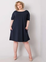 Dark blue loose dress of larger size