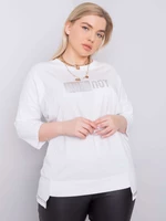 White cotton blouse plus sizes with patch