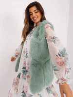 Women's pistachio fur vest