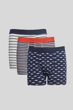 AC&Co / Altınyıldız Classics Men's Navy-Grey 3-Pack Flexible Cotton Boxer AC&Co / Altınyıldız Classics Men's Navy-Grey 3-Pack Flexible Cotton Boxer