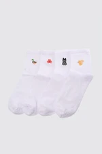 Trendyol White Men's 4-pack Half Quarter Socks