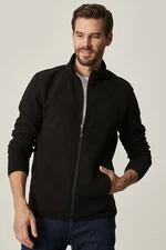AC&Co / Altınyıldız Classics Men's Black Anti-pilling Non-Pilling Standard Fit Stand-Up Bato Collar Sweatshirt Fleece Jacket