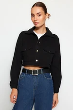 Trendyol Black Crop Stamped Jacket Coat