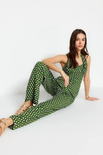Trendyol Green Maxi Woven Geometric Patterned Jumpsuit
