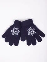 Yoclub Kids's Girls' Five-Finger Gloves With Reflector RED-0237G-AA50-008 Navy Blue