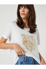 Koton Shiny Printed T-Shirt with Short Sleeves