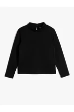 Koton Basic Sweatshirt Long Sleeved Stand-Up Collar With Back Button Fastening.