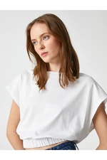 Koton Crop T-Shirt with Elastic Waist Batteries Collar Cotton