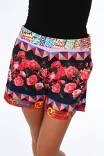 Women's shorts with dark blue floral patterns