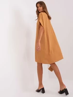 Light brown casual dress with bag