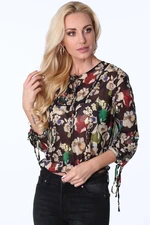 Black blouse with thin flowers