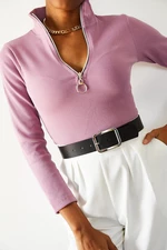 XHAN Women's Pink Camisole Zipper Blouse