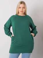 Tmavě zelená bavlněná mikina pro ženy plus velikosti