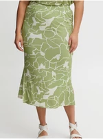 Bílo-zelená dámská vzorovaná midi sukně Fransa - Dámské