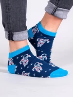 Yoclub Unisex's Ankle Funny Cotton Socks Patterns Colours SKS-0086U-A500 Navy Blue