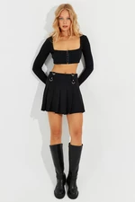 Cool & Sexy Women's Black Zippered Mini Skirt B2430