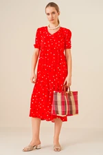 Bigdart 1976 V-Neck Patterned Dress - Red