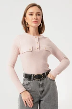 Lafaba Women's Powder Pocket Detailed Knitted Blouse