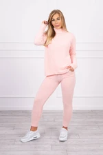 Two-piece powder pink alpaca sweater set