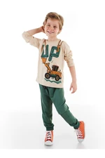 Mushi Up Dozer Boys Kids Cream T-shirt with Khaki Pants Set