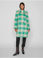 Women's green and beige plaid coat VILA Viorta - Women