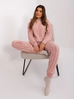 Light pink knitted set with hooded sweater