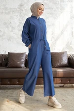 InStyle Sahara Tie Waist Denim Overalls - Blue