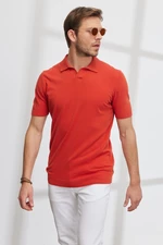 ALTINYILDIZ CLASSICS Men's Tile Standard Fit Regular Cut Polo Neck Short Sleeves Patterned Knitwear T-Shirt.