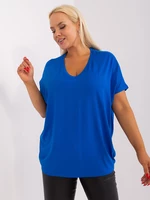 Cobalt blue blouse plus sizes with short sleeves