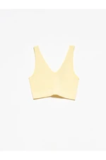 Dilvin 3650 V-Neck Crease Top-T.Yellow