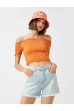 Koton Short Sleeves Bateau Neck Guipure T-Shirt
