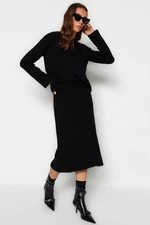 Trendyol Black Soft-textured Skirt, Sweater Top-Top Set